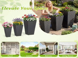 Set of 3 PP Rattan Wicker Planters with Metal Frame & Inner Pots, Stackable Tall Plant Pots for 77738352