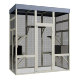 62.6" Outdoor Wooden Catio for Cats, Large Cat Enclosure with Waterproof Roof, 2 Cat Houses & W773P312617
