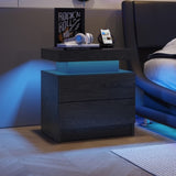 Nightstand LED Bedside Table Cabinet Lights Modern End Side with 2 Drawers for Bedroom W2178P287898