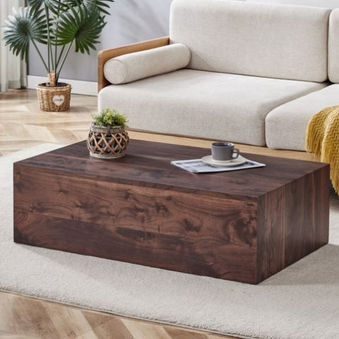 ZUN 39.3*23.6*12 Inch Walnut Wood Grain MDF Coffee Table - Luxurious Design, Perfect Living Room W1151P231619