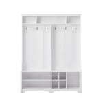 ZUN Hall Tree Entryway Bench with Coat Rack, with Shoe Cubbies for bedroom, White, 59.8'' w x 15.8'' d x W1162P147412