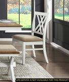 Modern Style White and Oak Finish Side Chairs 2pc Set Fabric Upholstered Seat Charming Traditional B011102651