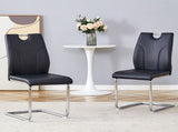Black PU Dining Chair Set.Uniquely designed black dining chairs. PU material, paired with silver W2920P225019