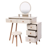 ZUN CRAZY ELF Makeup Vanity Table with Cushioned Stool, Large Capacity Storage Cabinet, 5 Drawers, Large 81142698