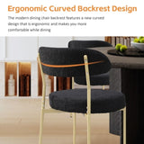 ZUN Boucle Upholstered Dining Chairs with Curved Backrest & Gold Metal Legs Set of 2, Black W2740P214382