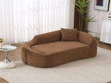 LY-048 Compression Curved Chaise Longue Chair Indoor, Modern Chenille Loveseat Couch with Deep Seat W2231P401723
