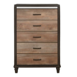 ZUN Modern Rustic Style 1pc Chest of 5x Drawers 2-Tone Finish Wooden Bedroom Furniture B011P208176