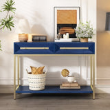 TREXM Entryway Table, Console Table with Two Drawers, Retro Hallway Table with Striking Geometric N715P227910M