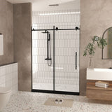 Frameless shower door 56-60 "W x 76" H, 1/4 " Clear Tempered Glass, Explosion Proof Film, W1675P306962