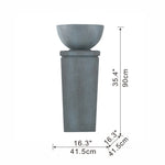 ZUN 35.5" Polyresin Gray Zen Bowl Water Fountain, Outdoor Bird Feeder /Bath Fountains, Relaxing Water W2078125235