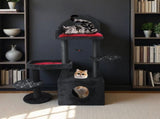 Black Gothic Cat Tree, Multi-Level Spooky Cat Tree with Scratching Posts, Perches, Hammock, and Cat 23060112