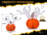 5.9 FT Halloween Inflatable Pumpkin Ghost Outdoor Decorations, Scary Blow up Yard Decor with 49008803