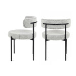 ZUN Burbank Modern Round Boucle Dining Chairs, Set of 2, Black White T2574P180243