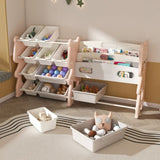 Kids Toy Storage Organizer, Toy Organizer with 2 Tier Bookshelf, Toy Storage with Shelf and 12 Toy W509P288473
