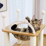 ZUN Modern Wooden Cat Tree Multi-Level Cat Tower With Fully Sisal Covering Scratching Posts, Deluxe 95515102