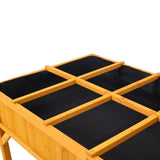 Raised Garden Bed with Legs, Wooden Elevated Planter Box with 8 Grids Divider & Protective Liner, W465P189515