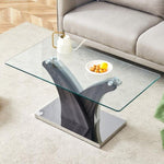 ZUN Rectangular Coffee Table.Tempered glass countertop, and artistic MDF legs,perfect for hosting W1151P216454