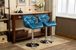 ZUN Glasgow Contemporary Tufted Adjustable Height Hidraulic Bar Stools, Set of 2, Blue T2574P164865