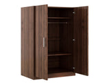 2-Door Wooden Wardrobe Armoire with 3 Storage Shelves, Brown 07725847