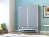 Portable Clothes Closet Rolling Door Wardrobe Hanging Rack Non-Woven Fabric Storage Organizer 89125486
