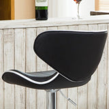 Masaccio Upholstery Airlift Adjustable Swivel Barstool with Chrome Base, Set of 2, Black T2574P164831