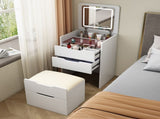 ( 48CM ) 3 in 1 Vanity Desk with Plip Top Mirror, Small Make Up Vanity Set with Visible Glass W2641P224783