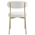 ZUN Boucle Upholstered Dining Chairs with Curved Backrest & Gold Metal Legs Set of 2, Beige W2740P214250