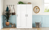 ZUN 3-Door Shutter Wardrobe with shelves, White 71563145