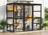 Cat Catio Outdoor Cat Enclosure for Multiple Indoor Outdoor Cats, Large Wooden Walk-in Cat House 75416411