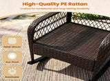 Heavy Duty PE Wicker Patio Rocking Chair 400LBS, Outdoor Rocker with Removable Washable Sponge 00723575