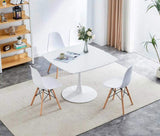 42.1"WHITE Table Mid-century Dining Table for 4-6 people With Round Mdf Table Top, Pedestal Dining W234119835