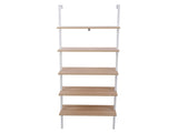 5-Shelf Wood Ladder Bookcase with Metal Frame, Industrial 5-Tier Modern Ladder Shelf Wood 89161253