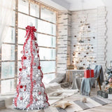 6 FT Fully Decorated Pre-lit Christmas Tree, Pop Up Artificial Xmas Tree with 100 Warm Lights and 34996842