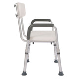 ZUN Medical Bathroom Safety Shower Tub Aluminium Alloy Bath Chair Bench with Back & Handle White 23766267