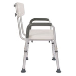 ZUN Medical Bathroom Safety Shower Tub Aluminium Alloy Bath Chair Bench with Back & Handle White 23766267