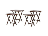5-Piece Rubberwood Folding TV Tray Table Set of 4 with Storage Rack, Walnut 65107837