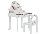 Kids Vanity Table and Chair Set with 7pcs Pretend Play Makeup Toys, Girls Vanity with Mirror & 04076145