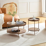 ZUN 2-Piece Modern 2 tier Round Coffee Table Set for Living Room,Easy Assembly Nesting Coffee Tables, W2582P167731