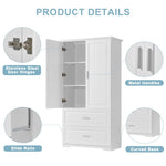 ZUN Tall Bathroom Storage Cabinet, Cabinet with Two Doors and Drawers, Adjustable Shelf, MDF Board, WF310828AAK