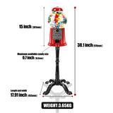 15 Inch Commercial Red Big Gumball Machine With Stand Key-Operated Uncharged Candy Dispenser Machine W2841P284378