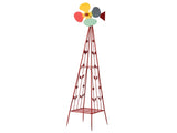6.2ft Red 4-Blade Iron Windmill with 4-Leg Stand and Storage Shelf 54238030