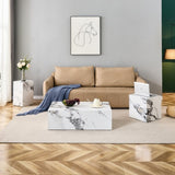 ZUN Modern MDF Coffee Table with Marble Pattern - 39.37x23.62x11.81 inches - Stylish and Durable Design W1151119518