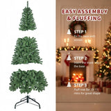 6FT Christmas Tree with 500 PVC Tips Green Artificial Plant Hinged Structure Metal Stand Holiday 41212508