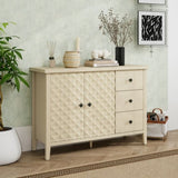 Modern 2 Door 3 Drawer Storage Cabinet,Buffet Cabinet with 2 Embossed Door for Living Room, Kitchen, W688P223053