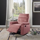 Luxurious Velvet Blush Pink Color Motion Recliner Chair 1pc Couch Manual Motion Plush Armrest Tufted B011P163886