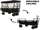 480Lbs Collapsible Wagon with Canopy,Wagon Stroller with 7" All-Terrain Wheels, Lightweight Foldable 28469453