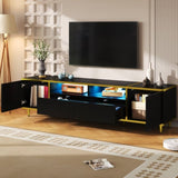 U-Can 70.9'' Modern TV Stand for TVs up to 80 Inches, Entertainment Center with 2 Shelves and LED N724P284377B