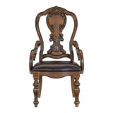 Traditional Formal Dining Furniture Armchairs Set of 2pc Dark Oak Finish Wood Frame Faux Leather B011121856