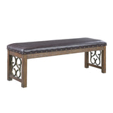 Raphaela Black Synthetic Leather & Weathered Cherry Finish Bench B2726P331706