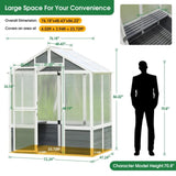 Greenhouse, Wooden Greenhouse Polycarbonate Garden Shed fors, 76''x48''x86'' Walk-in Outdoor 32329616